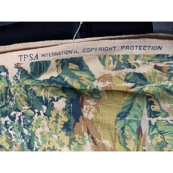 Vintage TPS4 Scenic Tapestry Fabric Panel Ladies Dog Design 23" x 56" Cotton Ble - Picture 6 of 7